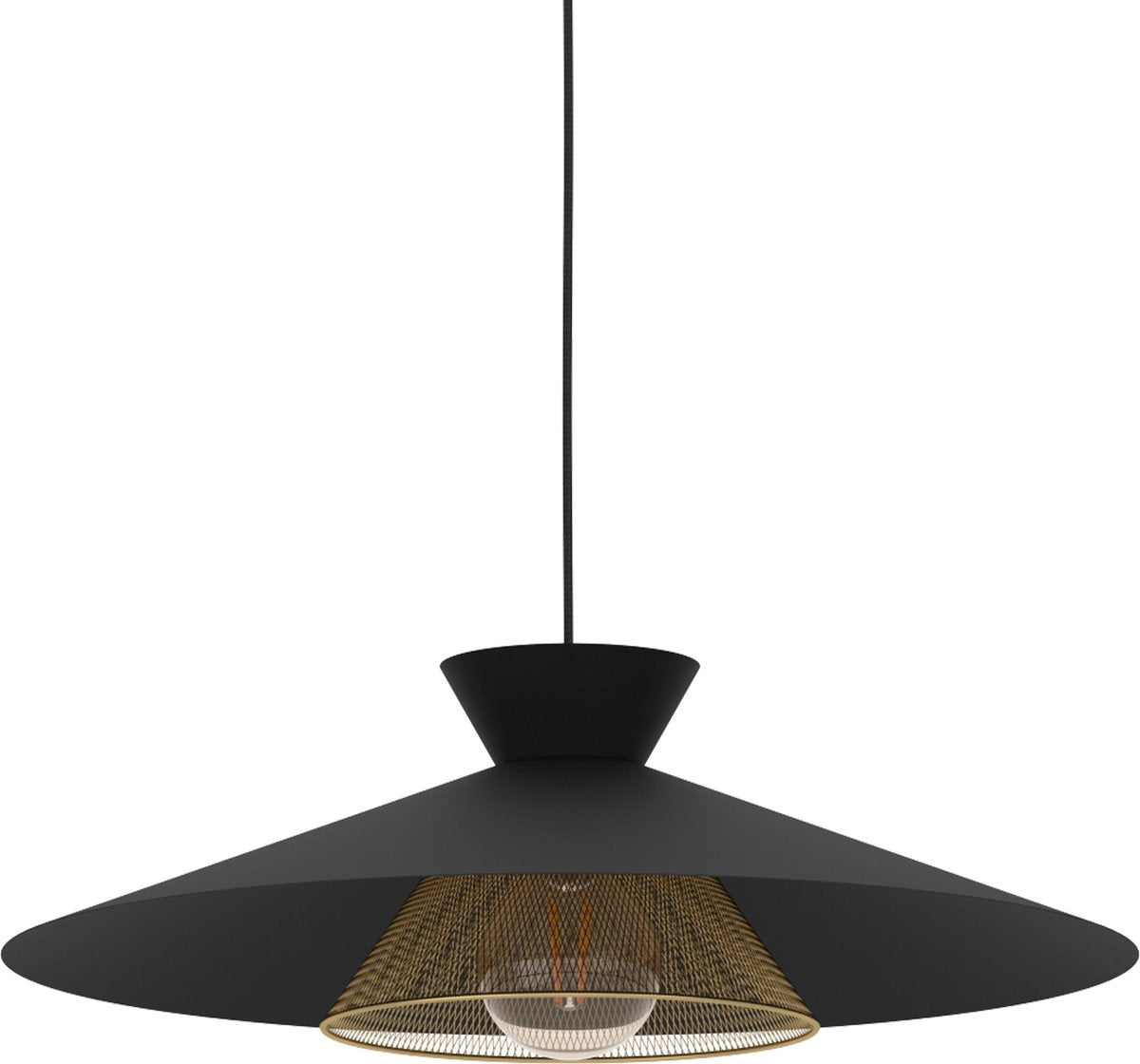 Eglo grizedale hanglamp - e27 - ø 50 cm - zwart|goud - staal