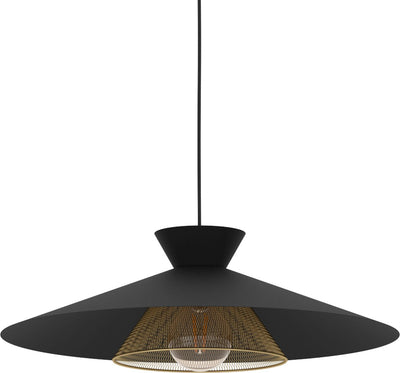 Lampada a sospensione Eglo grizedale - e27 - ø 50 cm - nero|oro - acciaio