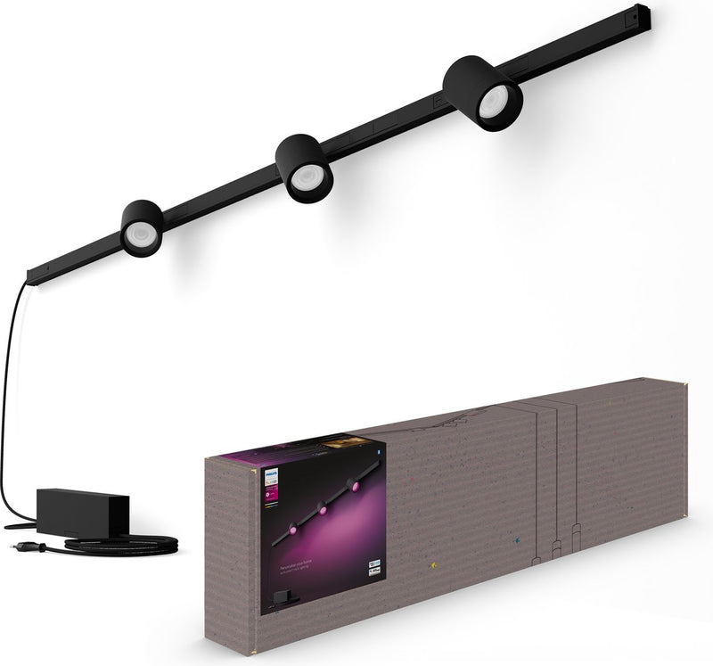 Lampada da parete Philips Hue Perifo Rail - Luce bianca e colorata - 3 faretti - Nero - Set base