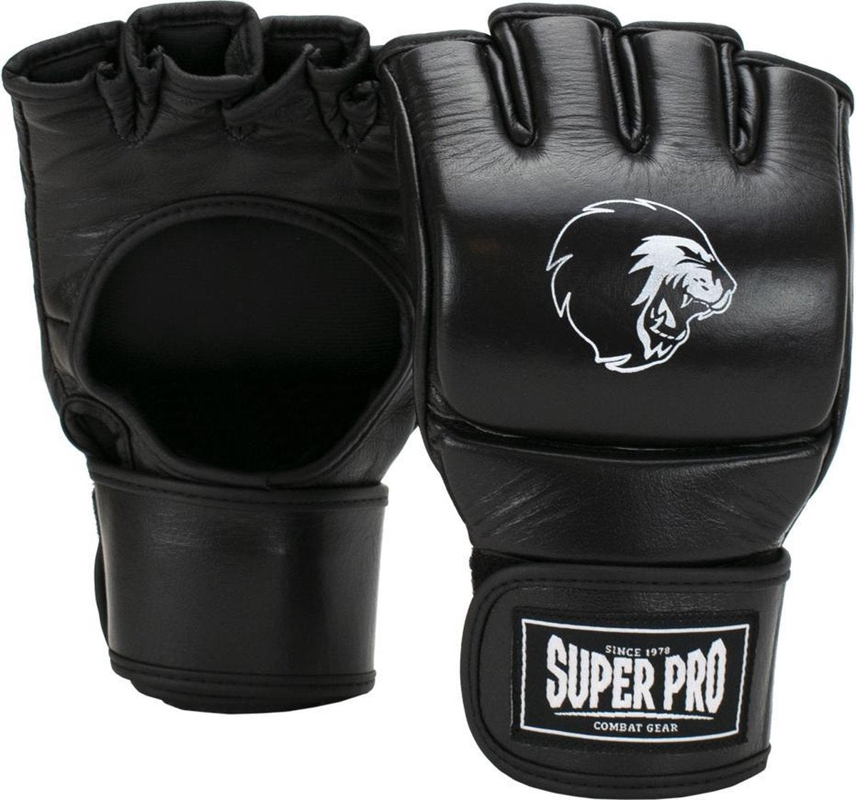 Guanti mma super pro da combattimento slugger in pelle neri bianchi extra large
