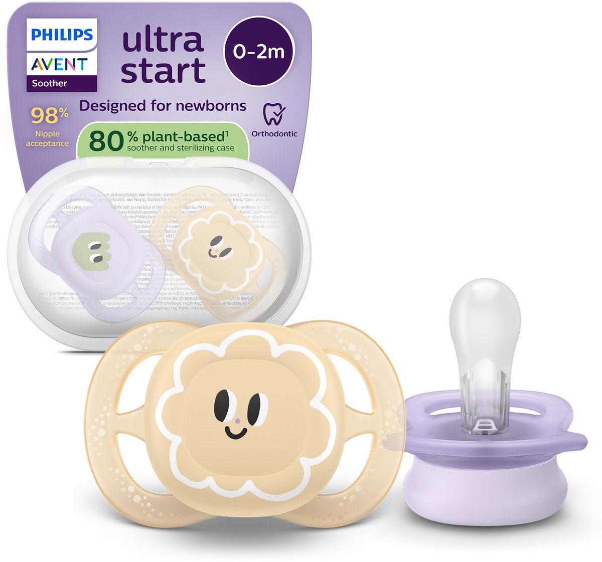 Philips avent ultra start – ciuccio in silicone BPA-free (0-6 mesi) – design simmetrico – 2 pezzi – scf075 13