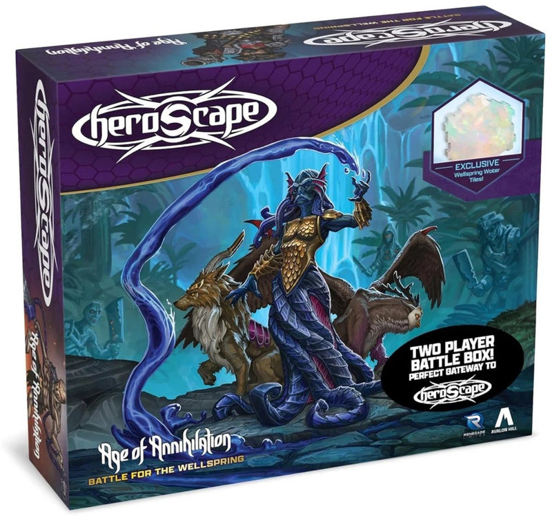 Batalla del juego de mesa Heroscape de Asmodee para las miniaturas de la caja de batalla de Wellspring.