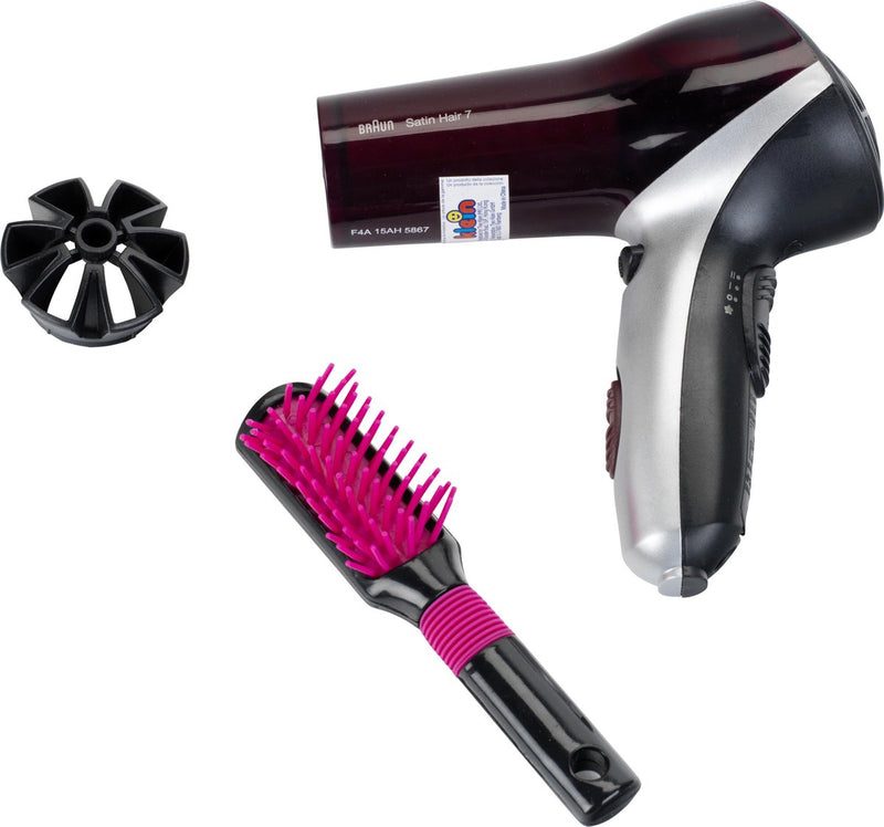 Asciugacapelli Klein Toys Braun Satin Hair 7 con spazzola - incl. ventilatore con meccanismo ad aria fredda - nero rosa