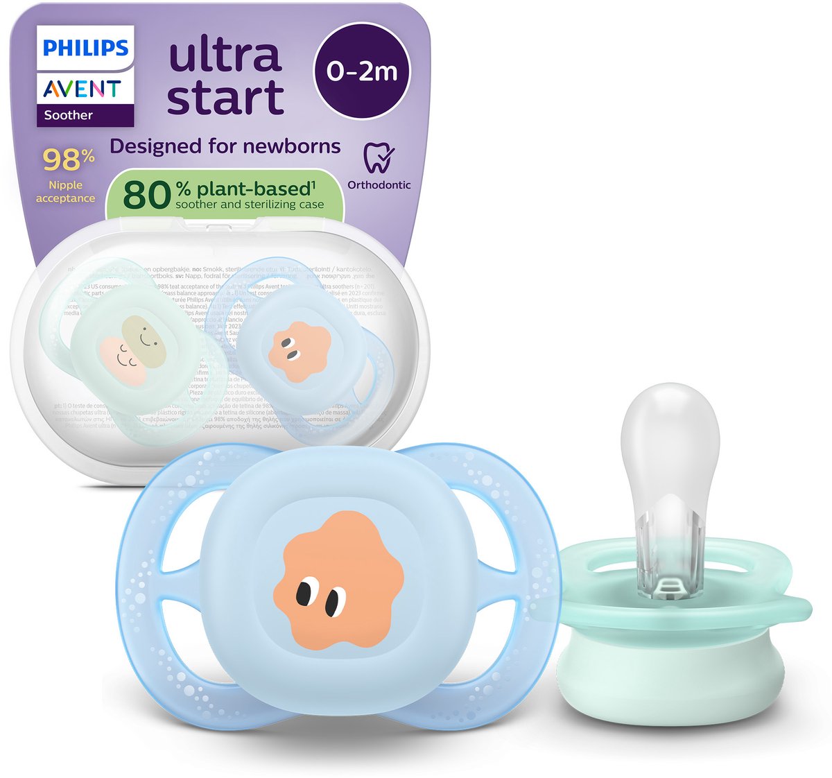 Philips avent ultra start – ciuccio in silicone BPA-free (0-6 mesi) – design simmetrico – 2 pezzi – scf075 14