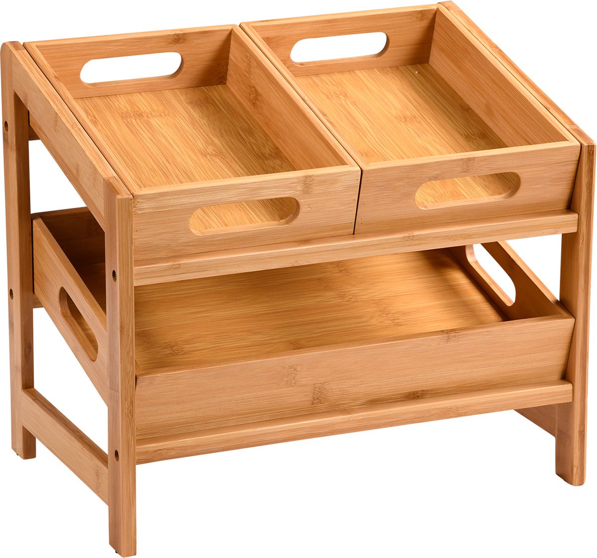 Kesper estante para encimera de cocina - 2 niveles - bambú - estante organizador - 39 x 26 x 35 cm - frutero - especiero - recipientes extraíbles