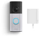 Ring videoportero con cable plus - adaptador enchufable - níquel satinado - retina 2k