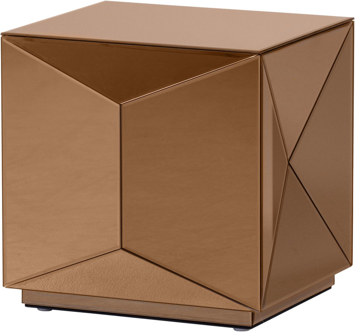 Woood glintz bijzettafel - hout spiegelglas - bruin - 40x40x40