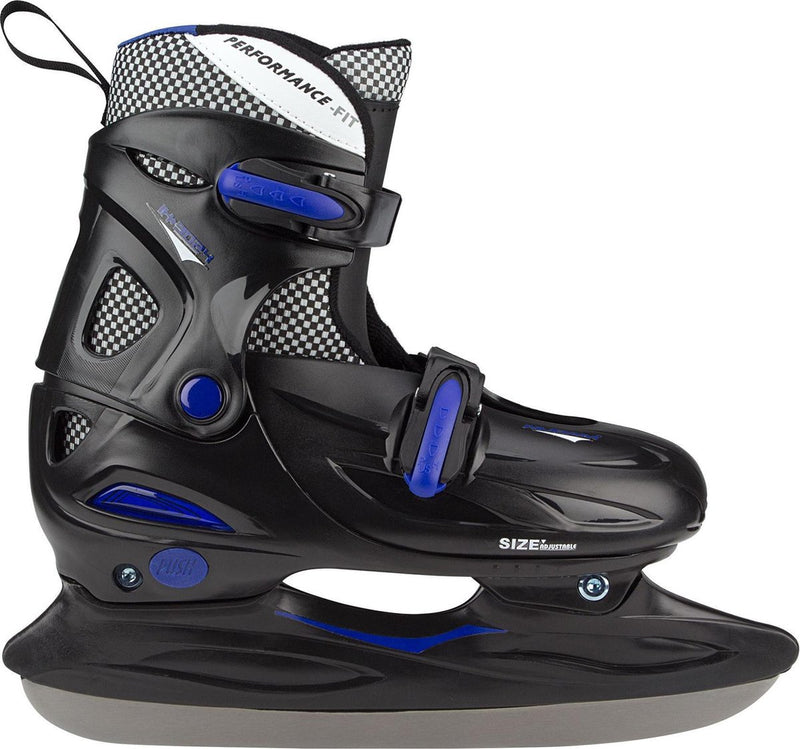 Patines para niños Nijdam ajustables - patines de hockey sobre hielo - negro azul - talla 27-30