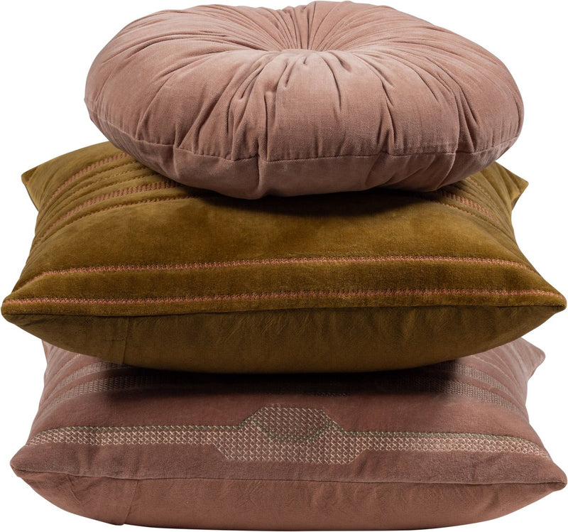 Cuscini Woood feis - tessuto in velluto - rosa naturale - set di 3