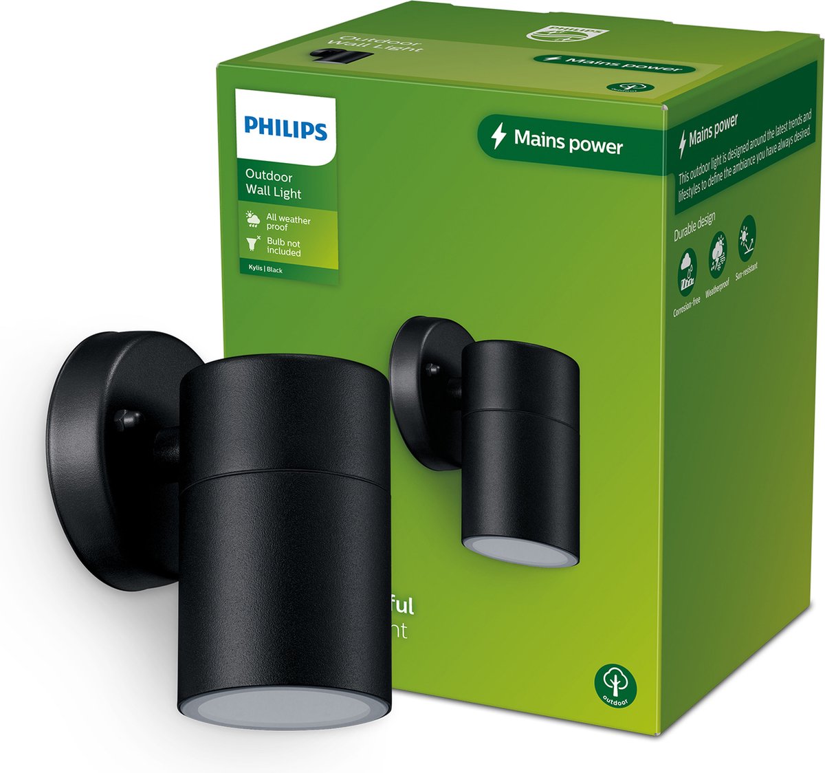 Philips led philips kylis wandspot - zwart - gu10 fitting