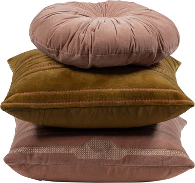 Cuscini Woood feis - tessuto in velluto - rosa naturale - set di 3