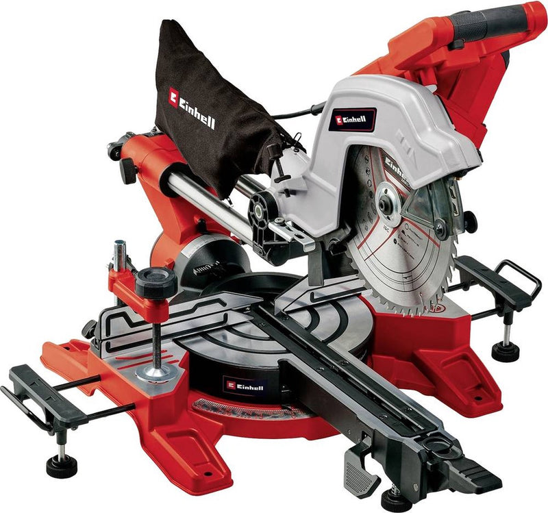 Troncatrice radiale elettrica Einhell te-sm 10 l dual - 1800w - ø254 mm - testa della sega inclinabile a sinistra e destra - con laser - incl. Lama per sega da 48 denti
