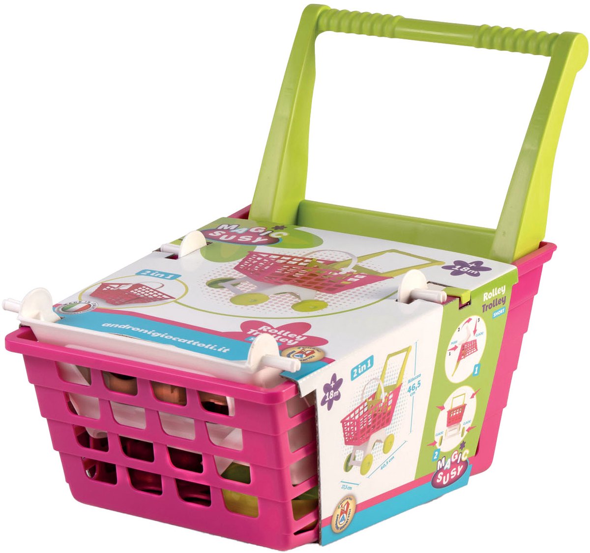 Carrito de compras Androni verde rosa