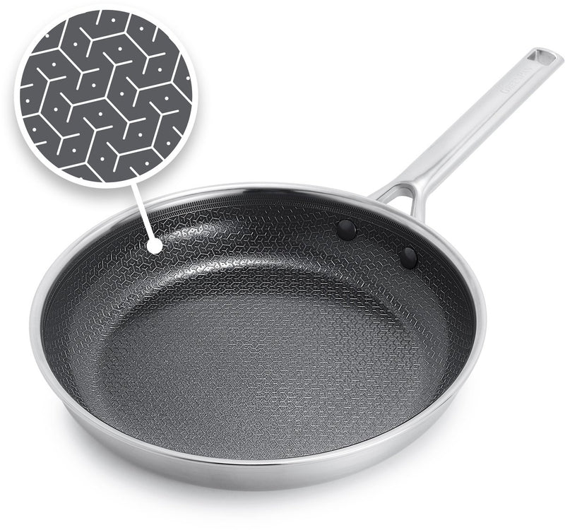 Padella Greenpan Apex 28cm - nido d'ape - ceramica - senza pfas - padella a induzione - resistente al forno fino a 220°C - lavabile in lavastoviglie - manici in acciaio inox - acciaio inox