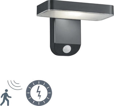 Rl vive tu luz realidad esquel - lámpara de pared - antracita - incl. 1x smd 4.5w - sensor de movimiento - solar - energía solar - inalámbrico - iluminación exterior - ip44