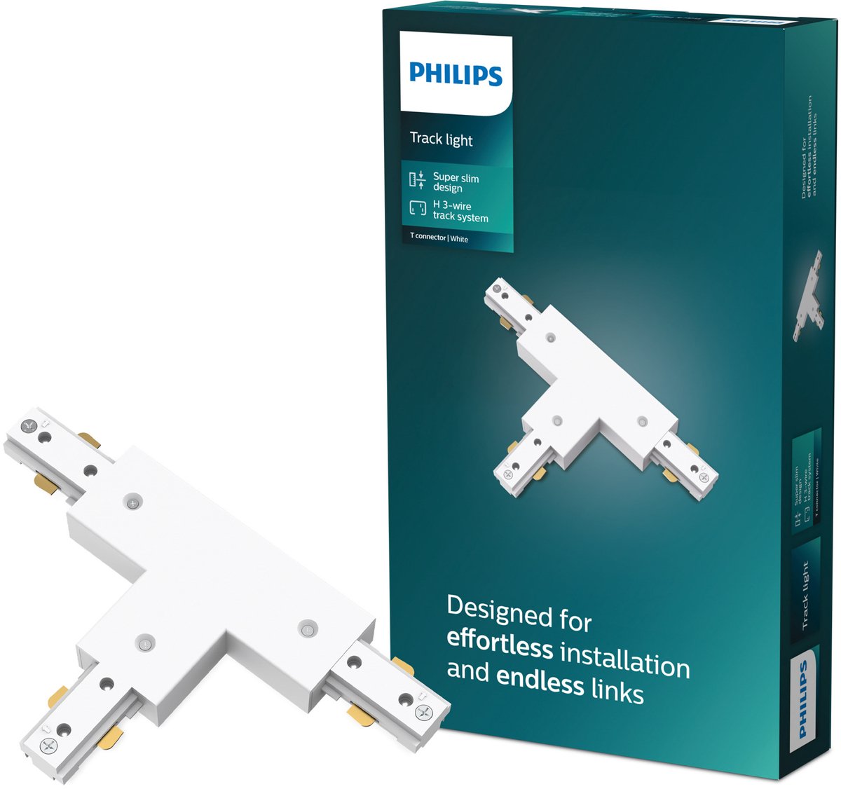 Philips led philips easylink - connector - t-vormige connector - wit - railverlichting