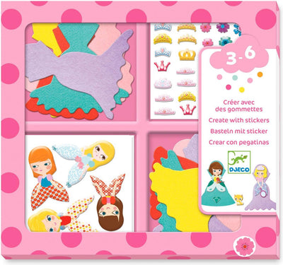 Djeco - create a craft set with stickers - princesses - 3-6 years