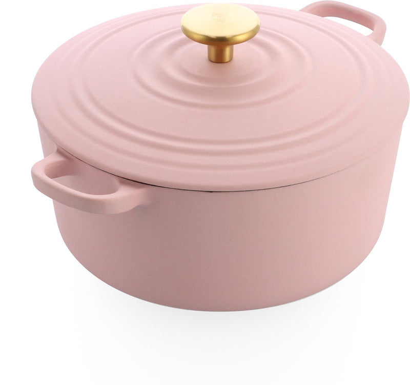 Padella Bk bordeaux 24cm - 4,2l - senza rivestimento antiaderente senza pfas - padella a induzione - adatta al forno fino a 230°C - ghisa smaltata - rosa cipria