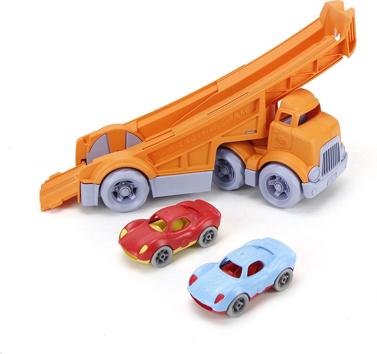 Green Toys camion da corsa giocattolo verde con 2 piloti