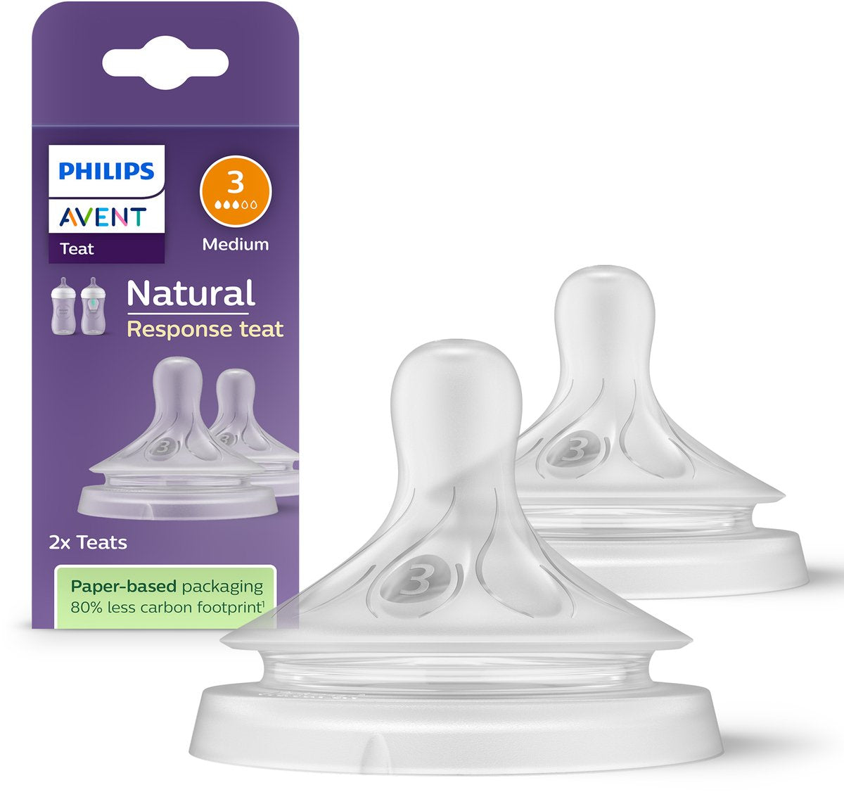 Philips avent reflejo de succión natural - velocidad 3, 1+ meses+, 2 piezas - scy963 02 - tetinas para biberón