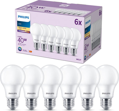 Philips LED lamp matt - 40 w - E27 - warm white light - 6 pieces