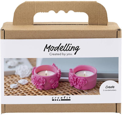 Creativ company mini hobby set sculpting, tealight holders, pink, 1 box