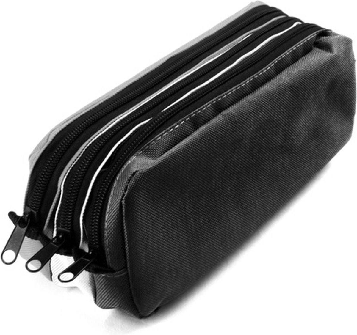 Estuche para bolígrafos Kangaro - rectangular - 3 compartimentos - 25 x 9 x 11 cm - negro blanco gris - k-56401