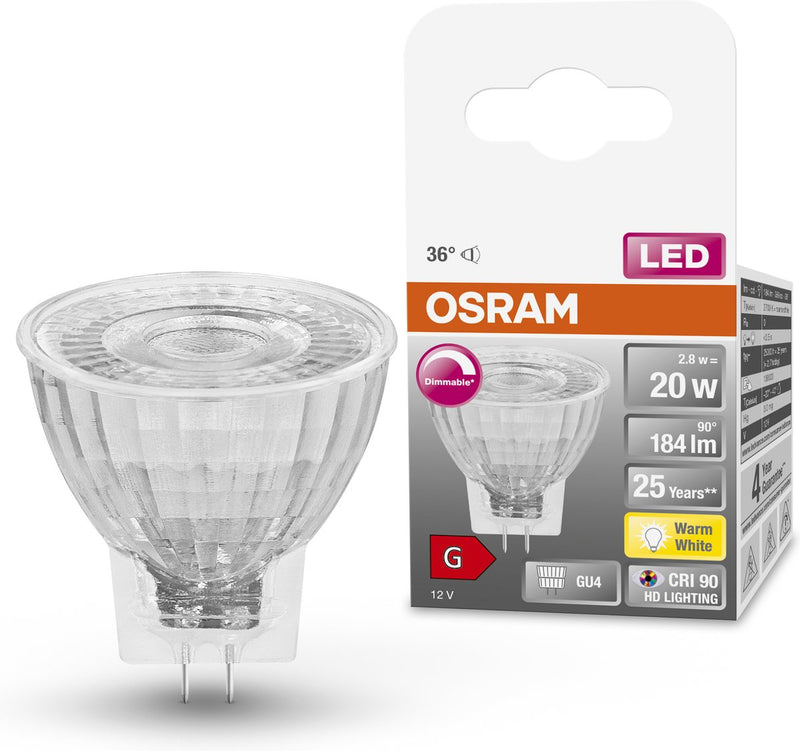 Lampada LED Osram - spot gu4 - 12v - 2,8w - 184 lumen - bianco caldo - dimmerabile