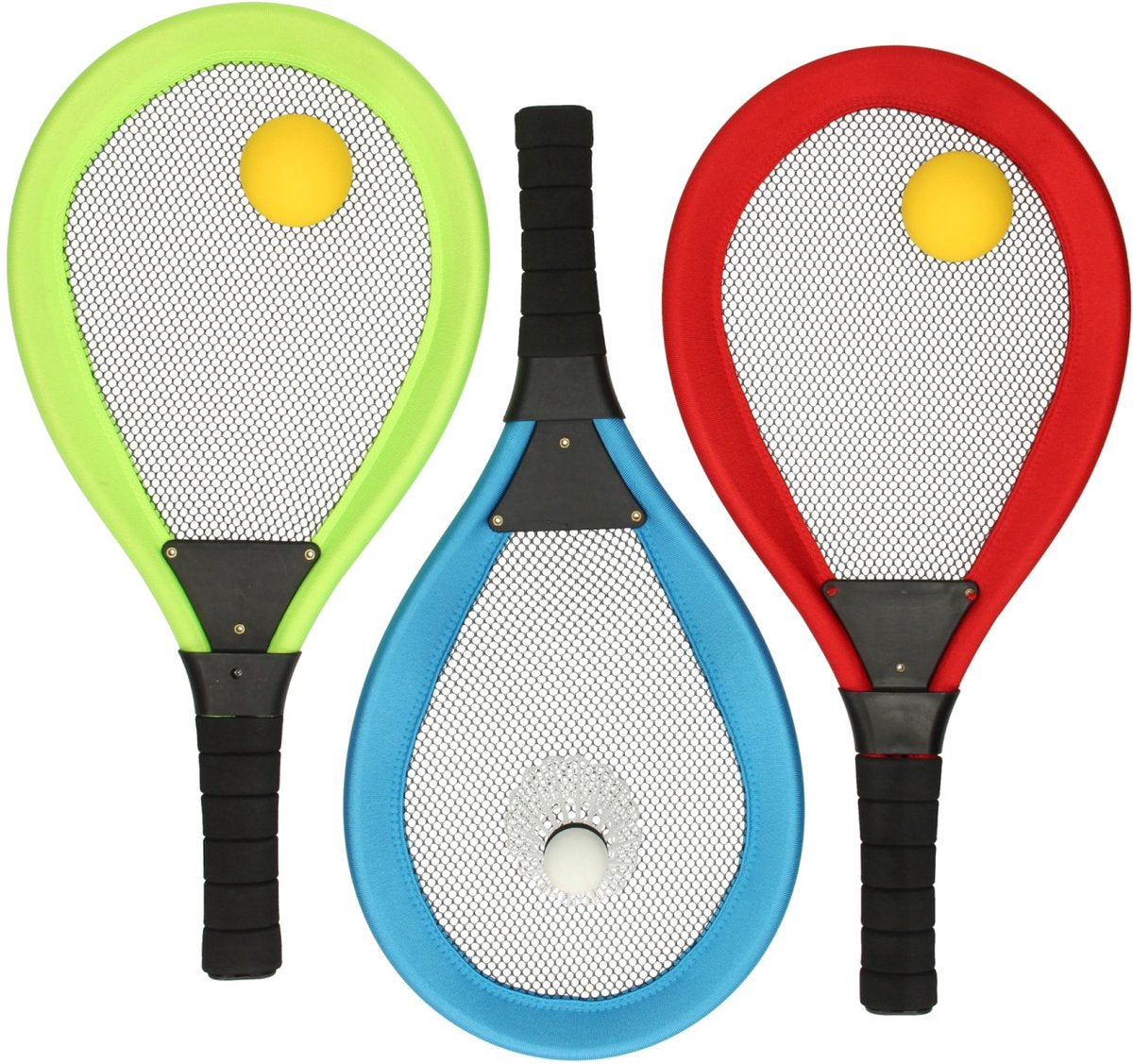 Lobbes soft tennis en badmintonset speelgoed voor kinderen multi kleuren.