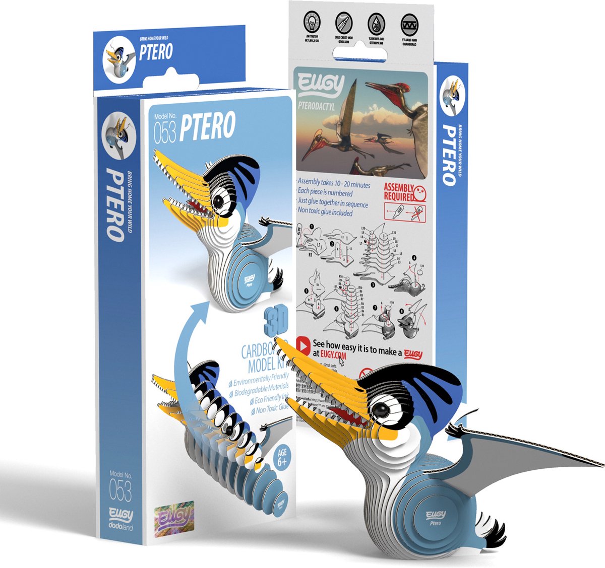 Puzzle 3d Eugy - ptero - preistoria - sostenibile - collezionali tutti - 6 anni