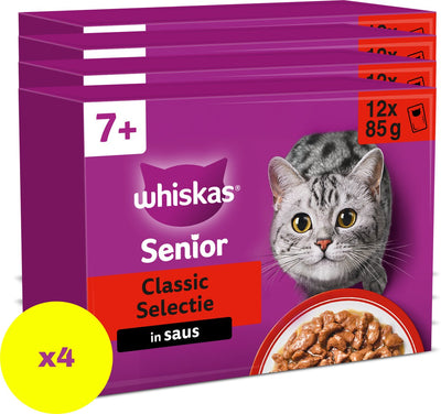 Whiskas Whis Multipack Pouch Senior Meat Selection in Saus