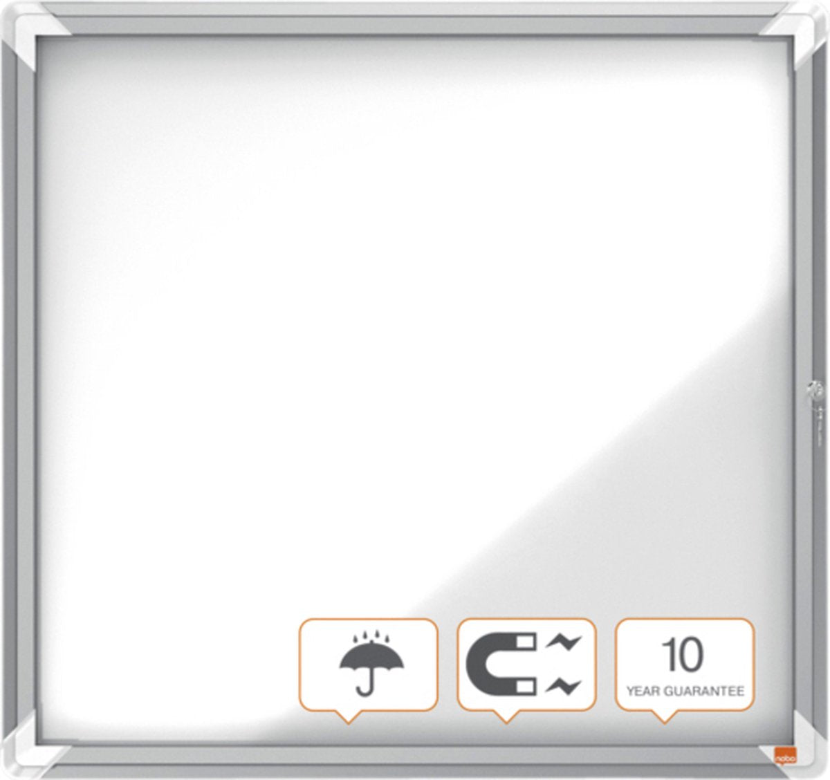 Nobo premium plus afsluitbare glazen buitenvitrine magnetisch 6xa4 voor formaat met zijslot - grijs wit