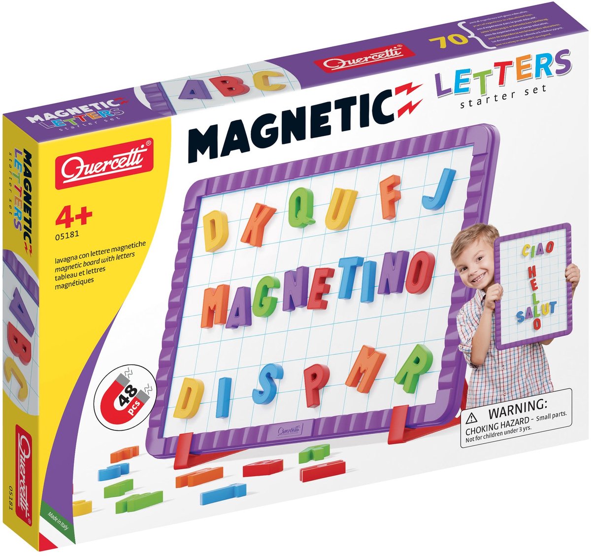 Quercetti magneetbord educatief speelgoed met magneetletters multicolor.