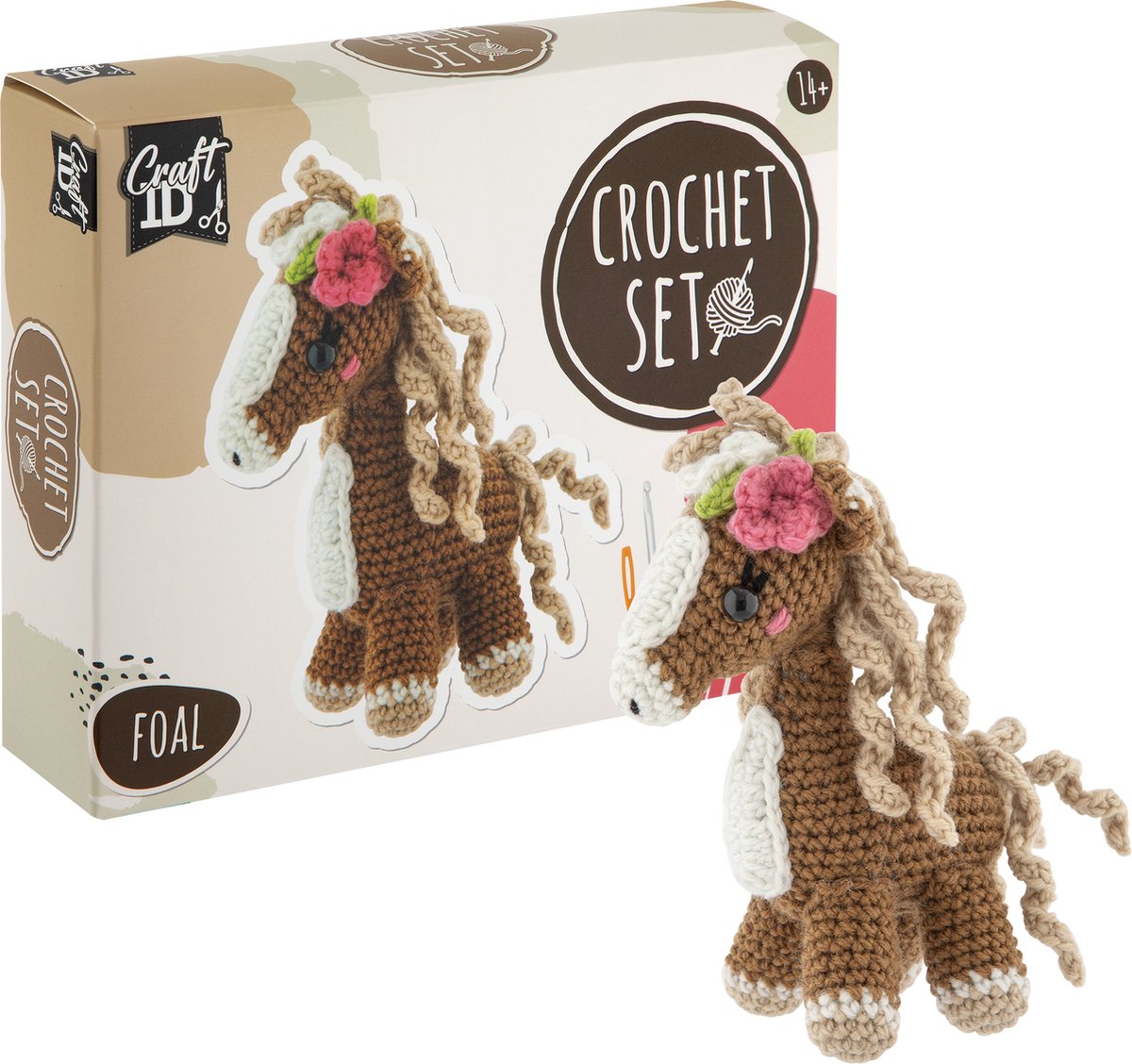 Kit de crochet para grupo de manualidades creativas, potro - incl. aguja e hilo