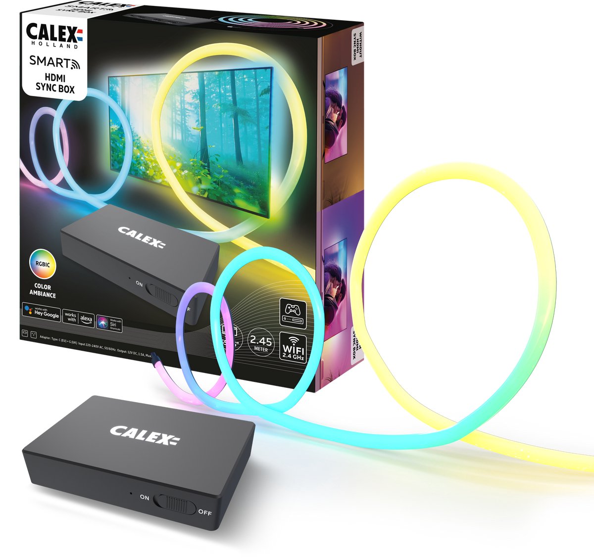 Calex smart hdmi sync box - synchronisatie van verlichting met scherm - voor 55-65 inch tv's - 4k - 60hz