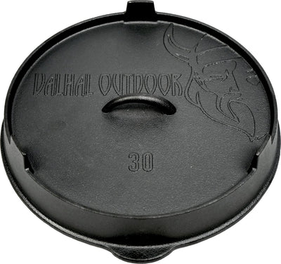 Valhal outdoor - gietijzeren deksel voor skillet koekenpan 30cm - kan ook als grillpan gebruikt worden, vh.lid30
