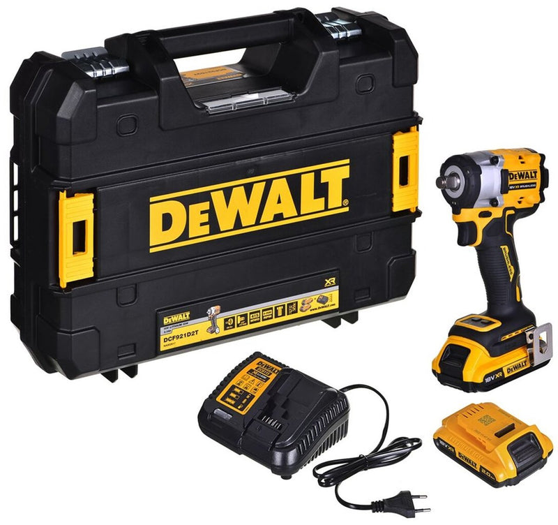 Utensili Dewalt - Avvitatore a percussione a batteria 18v, 2x batteria 2.0 ah xr, caricabatterie dcf921d2t