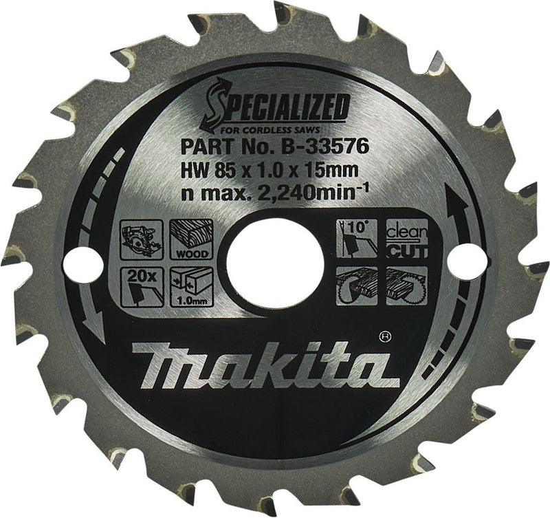Accesorios makita hoja de sierra circular madera 85x15x1.0 20t 10g - b-16885