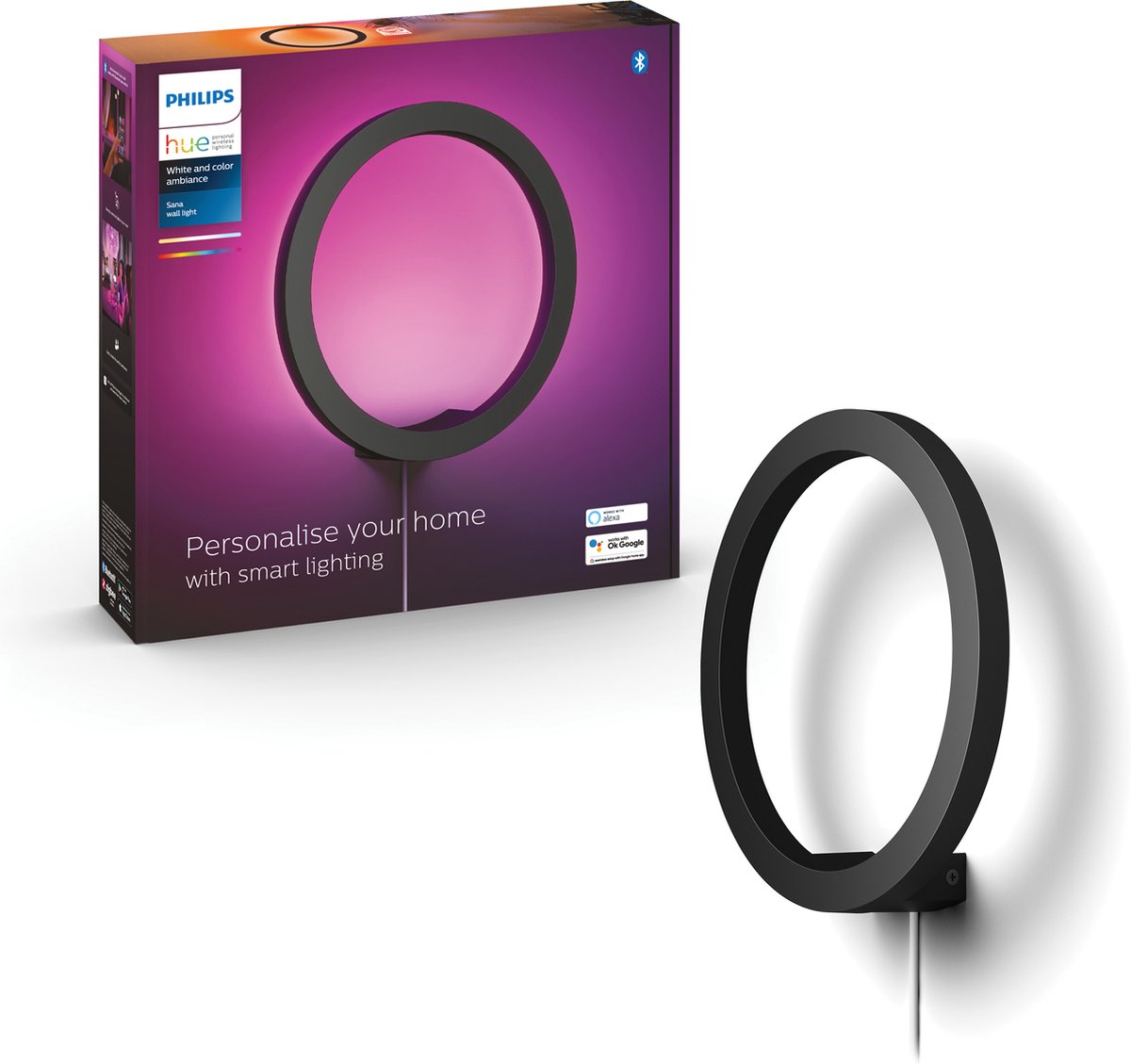 Philips Hue Sana wall lamp - white and colored light - black