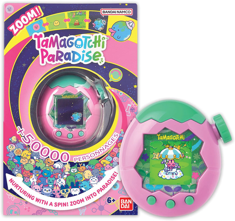 Bandai - tamagotchi paradise Earth - animale virtuale da educare - tamagotchi con rotella zoom - giocattolo interattivo in inglese - modello terra rosa e verde - giocattoli per bambini da 6 anni in su - 43421