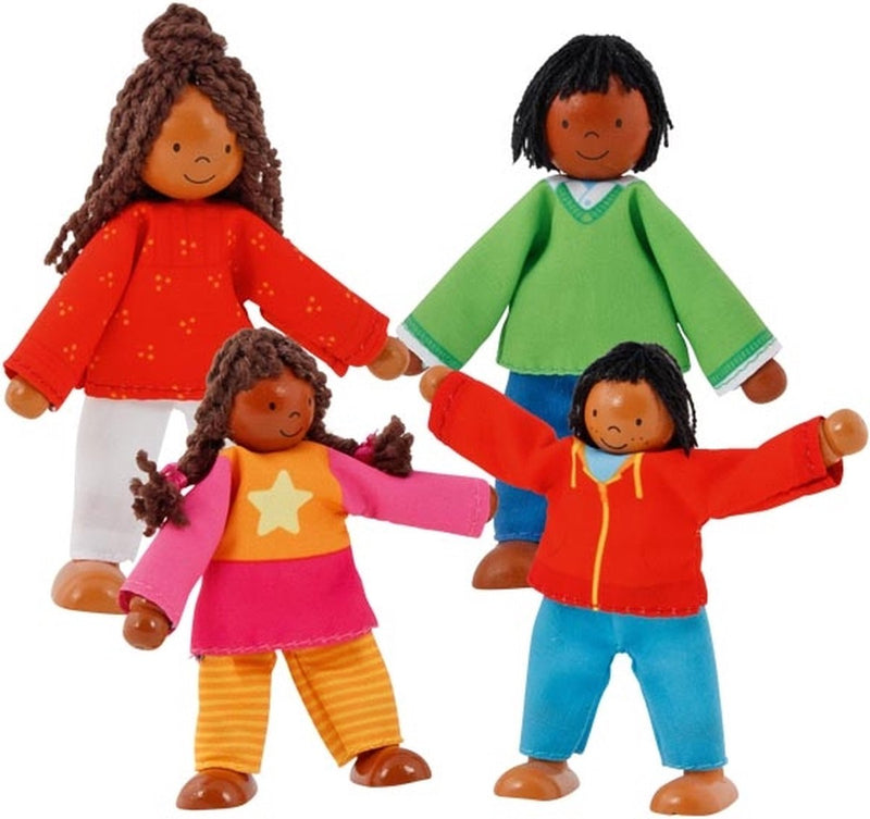 Goki Wooden Dollhouse Dolls Familia moderna flexible, 4st.