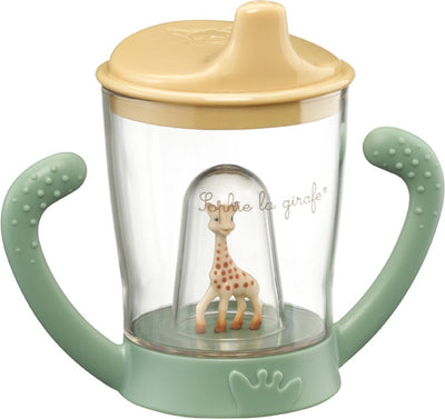 Taza Sophie la jirafa - vaso para niños - estanco - vaso antifugas - a partir de 6 meses - 200 ml - en caja de regalo blanca - verde amarillo