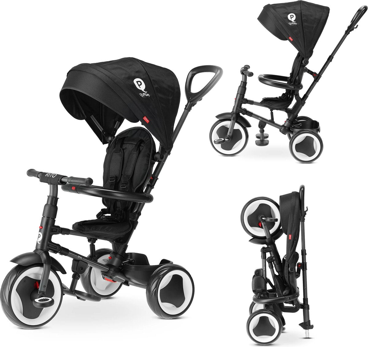 Qplay rito driewieler - loopfiets - zwart