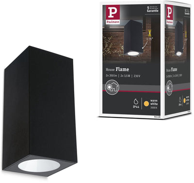 Paulmann LED wall lamp flame ip44 angular 58x128 mm 3000k 2x3.5w 2x260lm 230v 75° anthracite aluminum