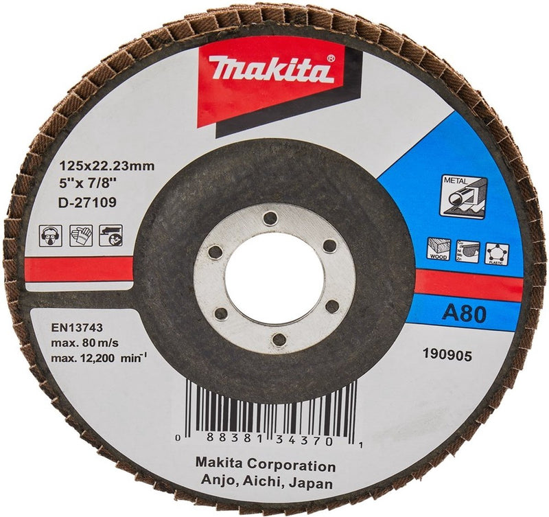 Accessori Makita disco abrasivo lamellare 125mm a80 - d-27109 d-27109