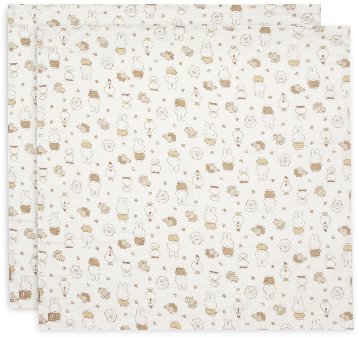 Jollein hydrofiele doek large - 115x115cm - miffy family farm - 2 stuks