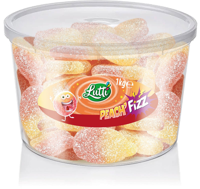 Lutti - pesca'fizz - caramelle amare - gusto pesca - silo - 1kg