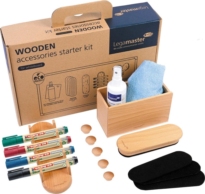 Starter kit di accessori in legno Legamaster per lavagna