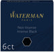 Waterman -vulpeninktpatronen | kort 'internationaal' | intense black | 6 stuks