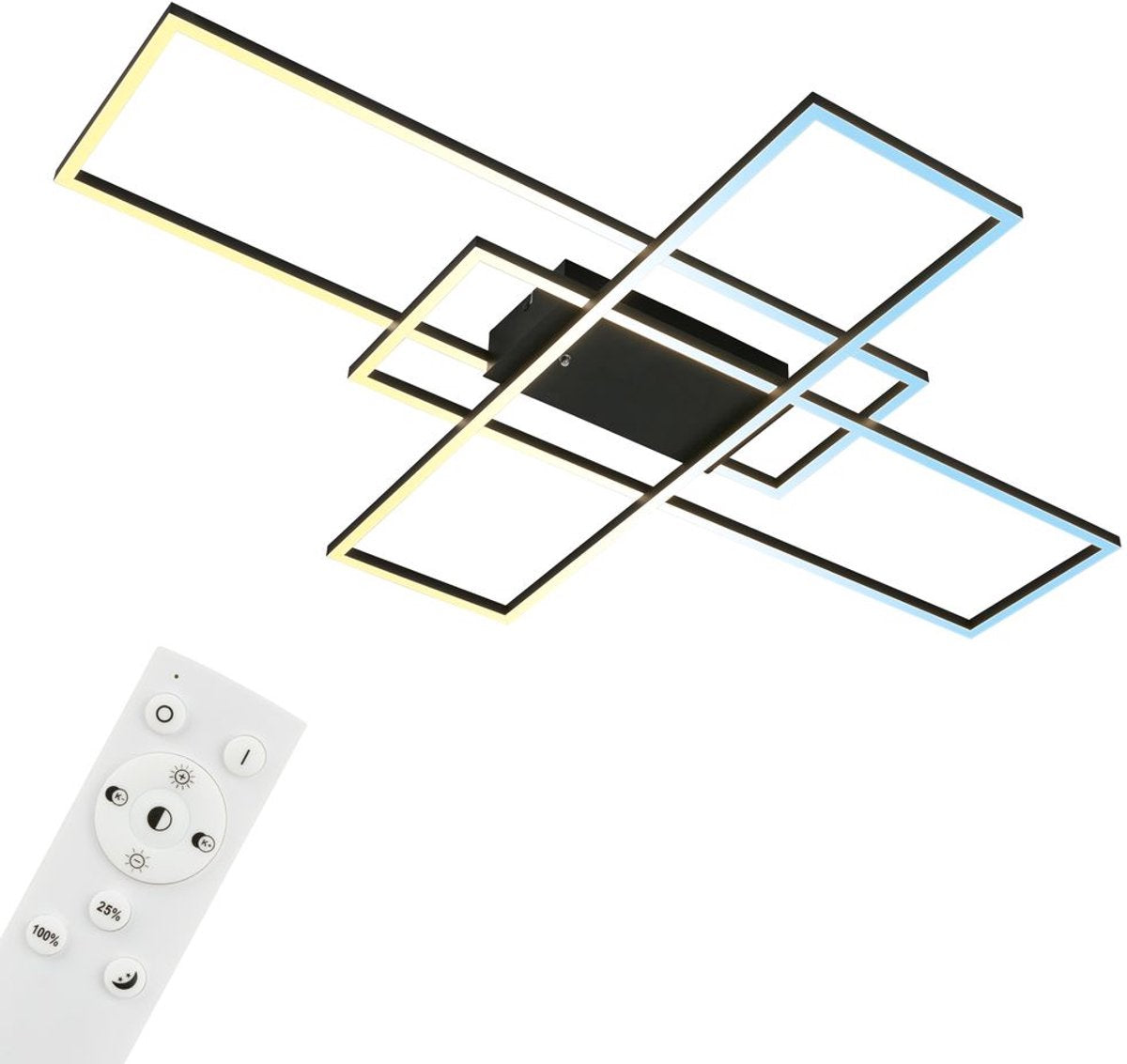 B.k.licht briloner - lampada da soffitto - lampada da soffitto dimmerabile - con telecomando - con funzione memoria - con funzione luce notturna - con CCT - 104 x 71 x 9,5 cm - nero